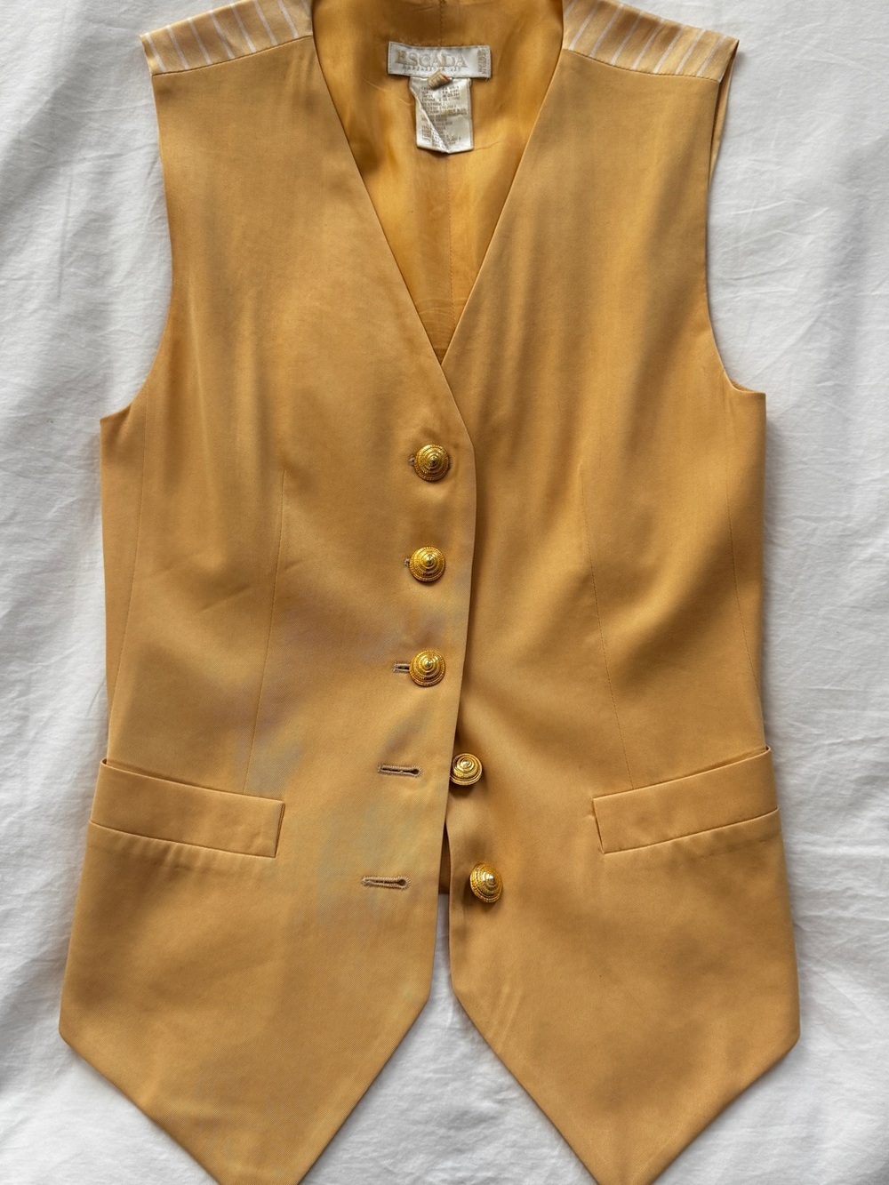 Escada Mustard Yellow Silk Vest with Gold Label